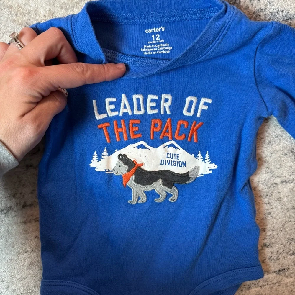 Carter's Baby‎ Boy Blue Leader of the Pack Husky Long Sleeve Bodysuit 12 Months